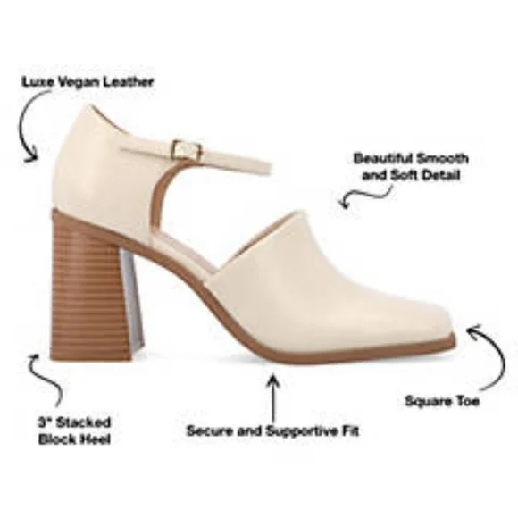 🤍🌾Journee Collection: Bobby, Bone Color Block Heel w/ Ankle Strap~ ✨️NWT✨️6.5W - Picture 4 of 8